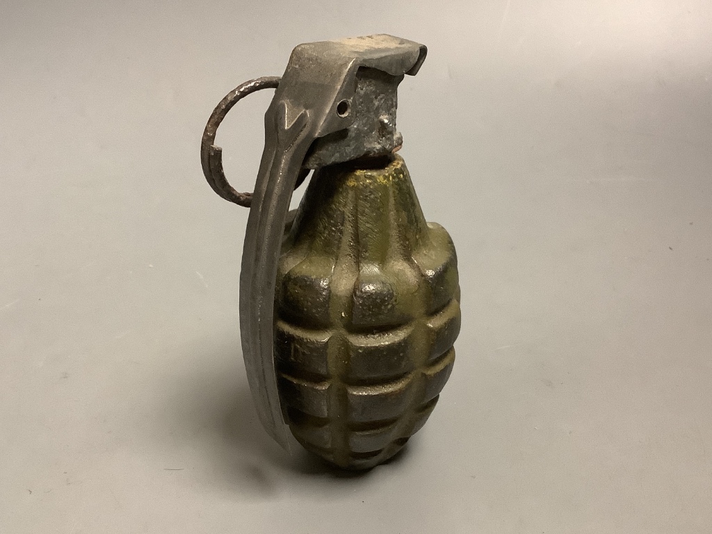 An inert WWII VX pineapple grenade. Please note - only available to UK buyers. Collection only - postage not available.